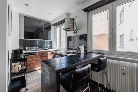 Kitchen or kitchenette, stove