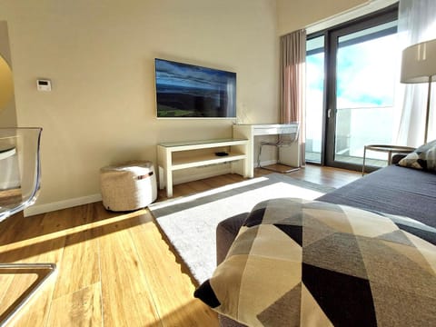 Bed, TV and multimedia, Living room, Seating area