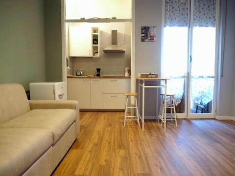 Kitchen or kitchenette, Living room, Seating area, Dining area