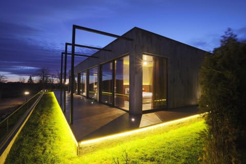 Property building, Night, Garden, Garden view