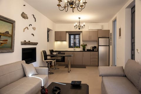 Kitchen or kitchenette, Living room, Seating area, Dining area, stove