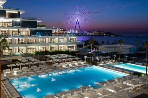 Property building, Nearby landmark, Night, Natural landscape, City view, Pool view, Sea view, Swimming pool, sunbed