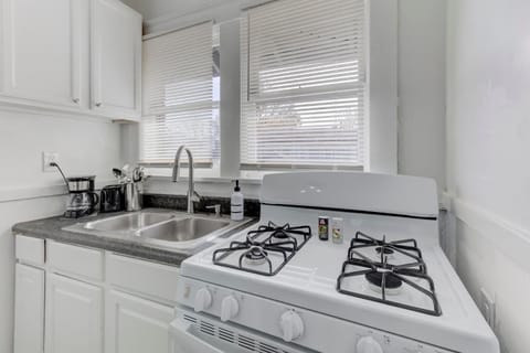 Kitchen or kitchenette, stove, toaster