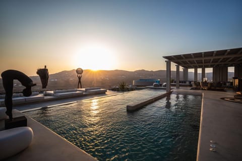 Pool view, Swimming pool, Swimming pool, Sunset, sunbed