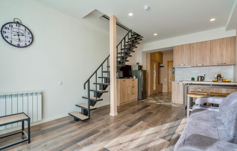 Kitchen or kitchenette, Living room, Seating area
