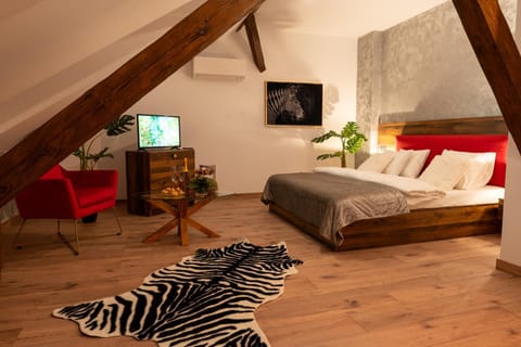 Bed, TV and multimedia, Living room, Photo of the whole room, Seating area, Bedroom