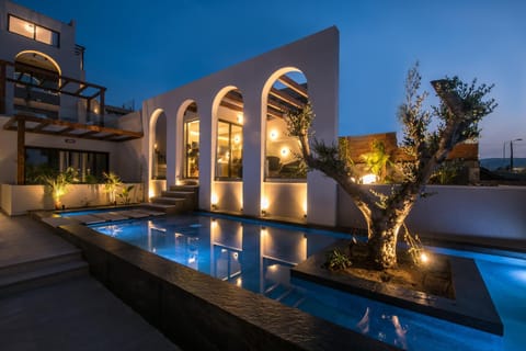 Night, Pool view, Swimming pool