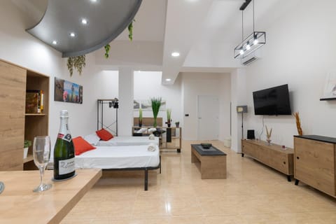 Bed, TV and multimedia, Living room, Photo of the whole room, Bedroom, air conditioner