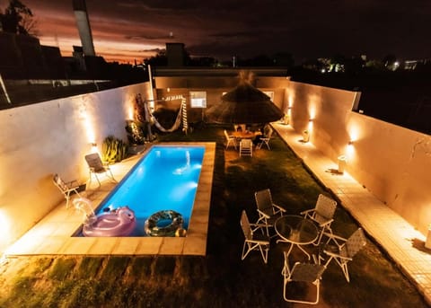 Patio, Night, Natural landscape, View (from property/room), Pool view, Swimming pool, sunbed