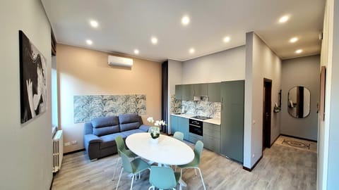 TV and multimedia, Kitchen or kitchenette, Living room, Photo of the whole room, Dining area, air conditioner