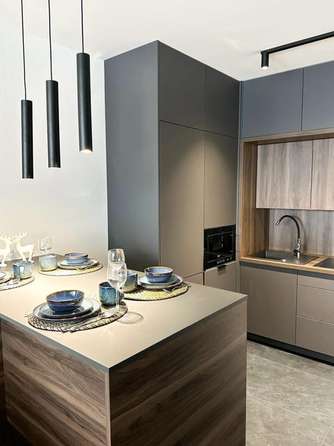 Kitchen or kitchenette, minibar, stove
