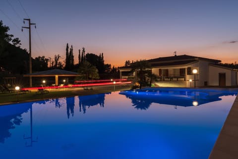Property building, Pool view, Sunset