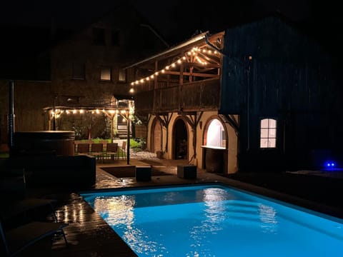 Patio, Night, Pool view, Swimming pool