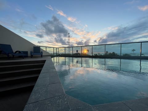 Pool view, Swimming pool, Sunrise, sunbed
