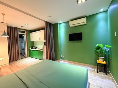 Bed, TV and multimedia, Kitchen or kitchenette, Photo of the whole room, Bedroom, air conditioner