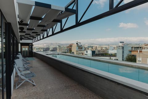 View (from property/room), Balcony/Terrace, Pool view, Swimming pool, sunbed