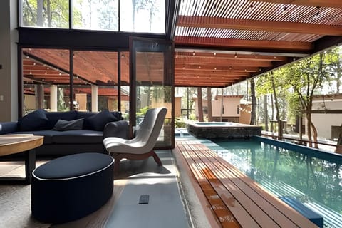 Patio, Day, Natural landscape, Living room, Pool view, Swimming pool, sunbed
