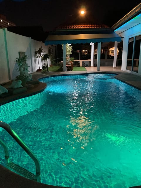 Night, Pool view, Swimming pool
