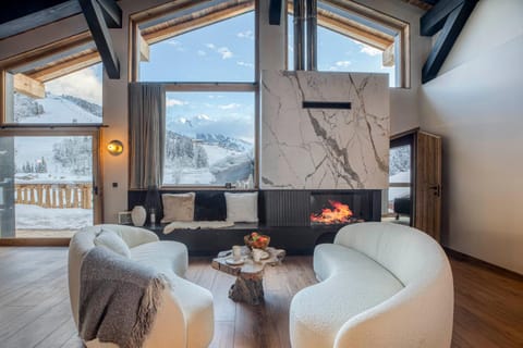 Natural landscape, Winter, Living room, Seating area, Mountain view, flat iron