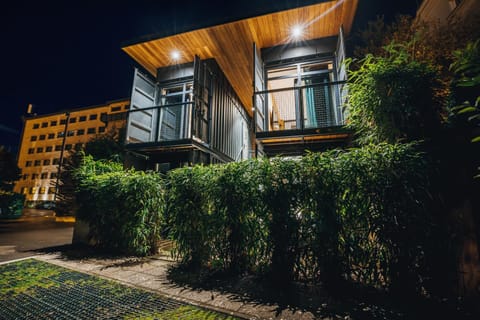 Property building, Night, Garden