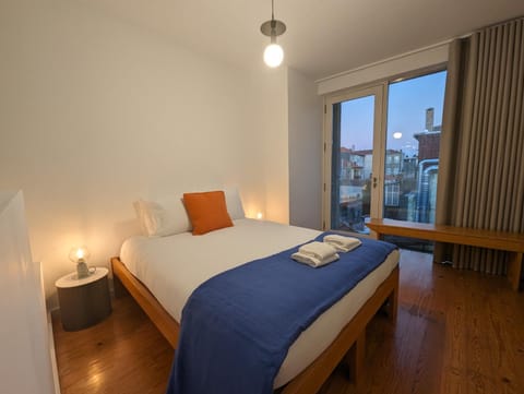 Bed, Bedroom, City view