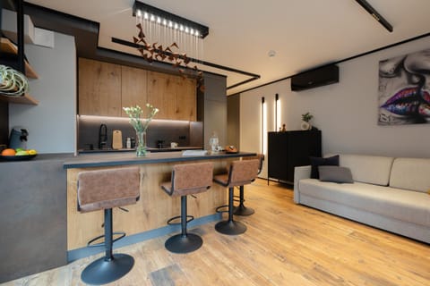 Kitchen or kitchenette, Living room, Seating area