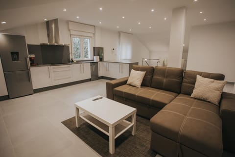 Kitchen or kitchenette, Living room, Seating area