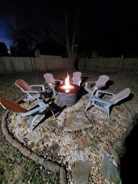 Patio, Night, Seating area