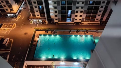 Property building, Night, Swimming pool, Swimming pool