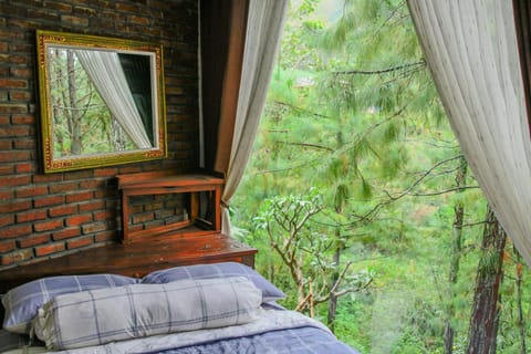 Bed, Natural landscape, Bedroom, Garden view