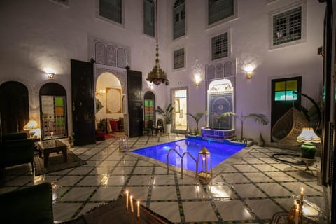 Patio, Night, Pool view, Swimming pool