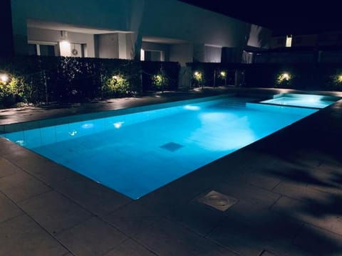 Night, Pool view, Swimming pool