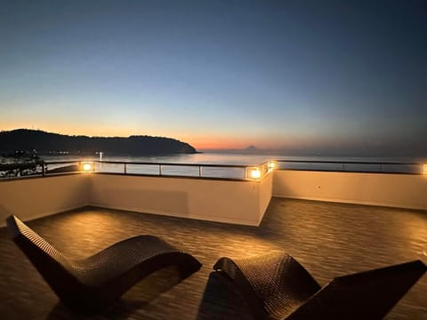 Night, Natural landscape, View (from property/room), Balcony/Terrace, Sea view, Sunset