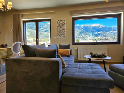 Natural landscape, Living room, Seating area, Mountain view