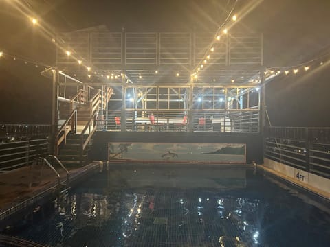 Night, Pool view, Swimming pool
