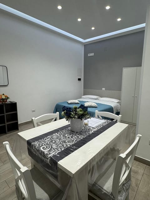 Bed, wardrobe