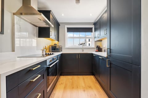 Kitchen or kitchenette, stove