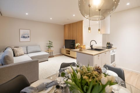 Kitchen or kitchenette, Living room, Seating area