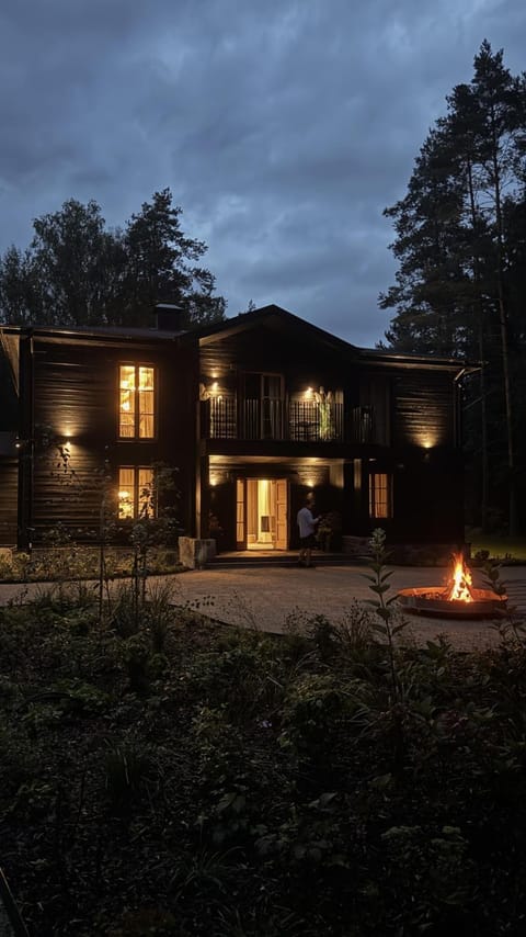 Property building, Night, Garden, Garden view