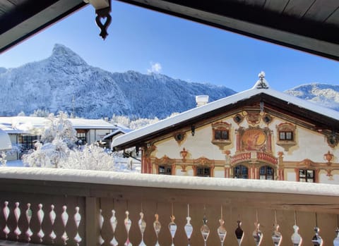 Property building, Nearby landmark, Natural landscape, Winter, View (from property/room), Balcony/Terrace, Mountain view