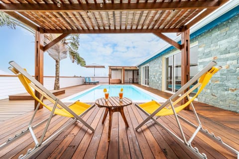 View (from property/room), Balcony/Terrace, Pool view, Swimming pool, sunbed