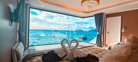 Bed, Bedroom, Sea view