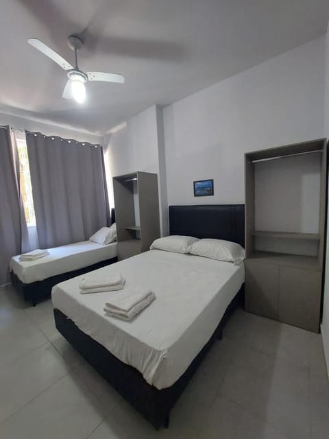 Bed, fireplace, towels, air conditioner