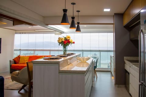 Kitchen or kitchenette, Living room, Dining area, Sea view