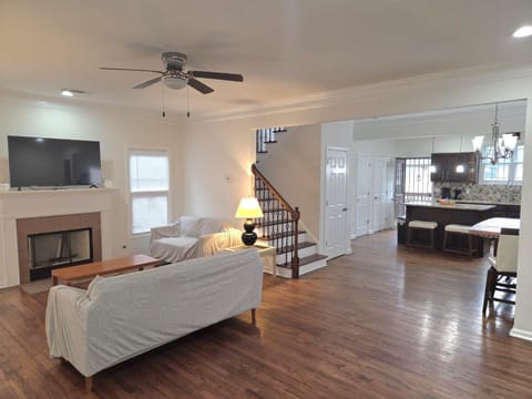 TV and multimedia, Kitchen or kitchenette, Living room, Seating area, Dining area, fireplace