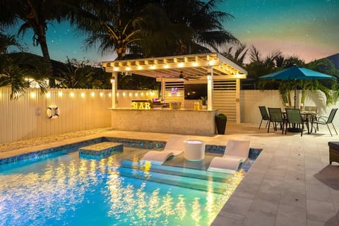 Patio, Night, Swimming pool