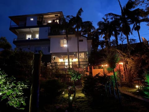 Property building, Night, Garden, Garden view