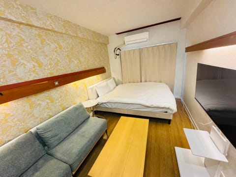 Bed, TV and multimedia, Living room, Photo of the whole room, Seating area, Bedroom, air conditioner