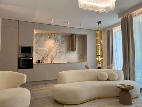 Kitchen or kitchenette, Living room, Seating area