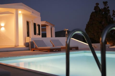 Patio, Night, Natural landscape, Pool view, Swimming pool, sunbed